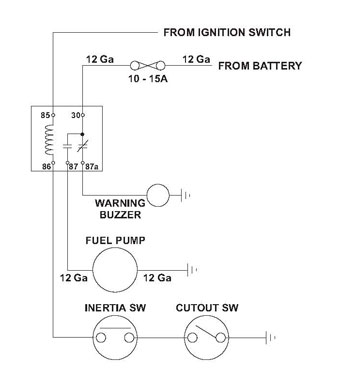 revised schematic for a relay switched fuel pump