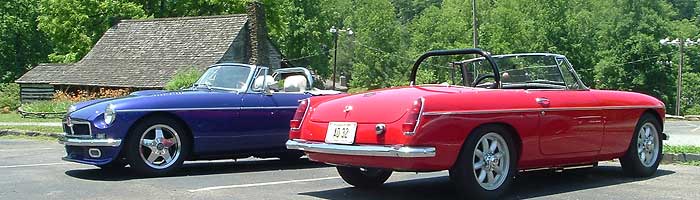 two MGB V8 conversions, photographed near Townsend TN