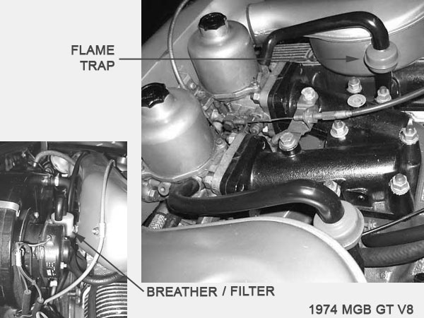1974 MGB GT V8 - flame trap, breather/filter