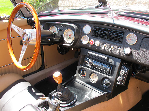 The center console is made from two to three different MGB styles...