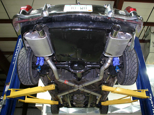 The exhaust system was difficult to package in the rear.