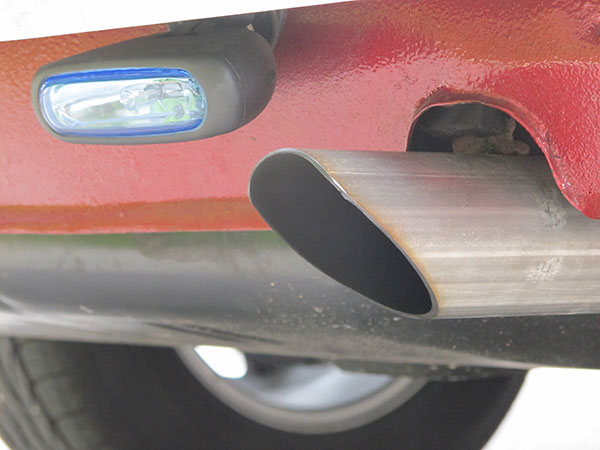 Centered fuel tank facilitated a nice dual exhaust installation.