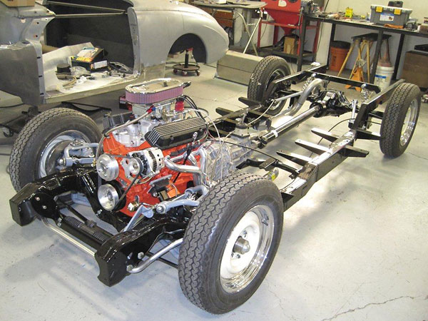 Chevy S-10 pickup truck frame and S-10-based front suspension.