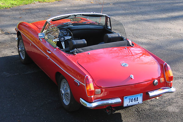 Lorenz's red MGB convertible